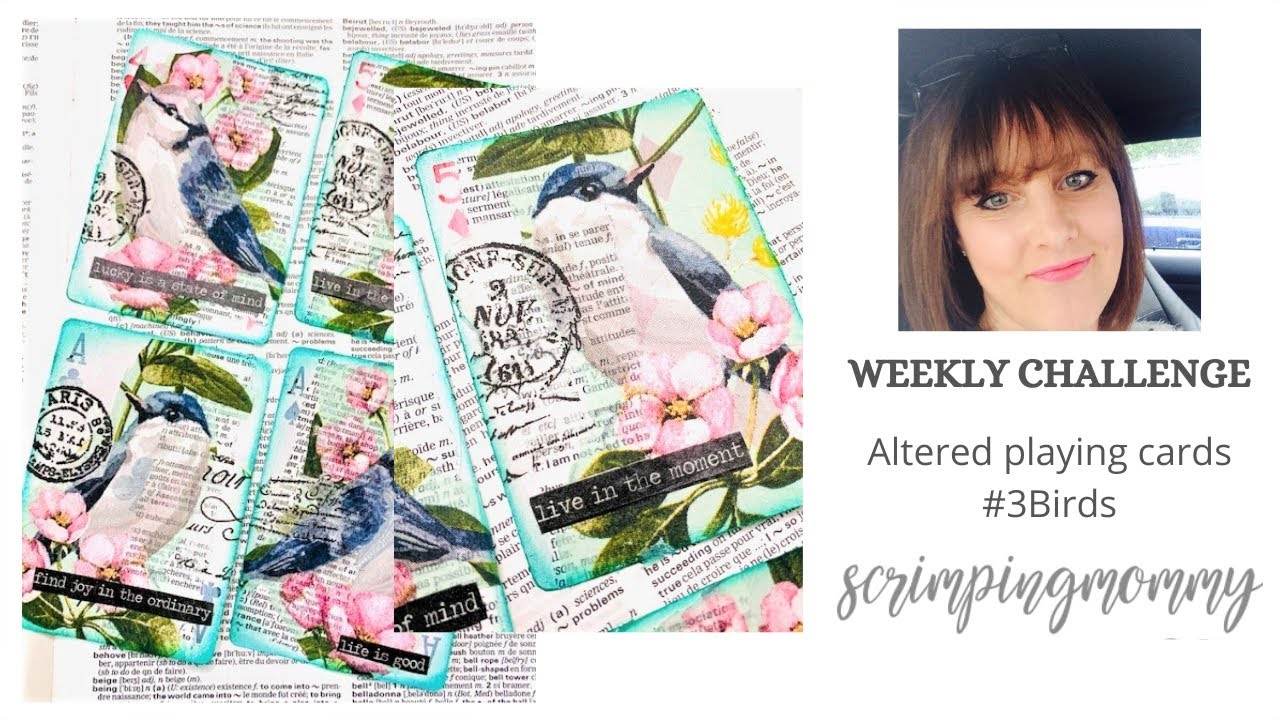 Altered playing cards Weekly challenge #3Birds #createwithscrimpingmommy