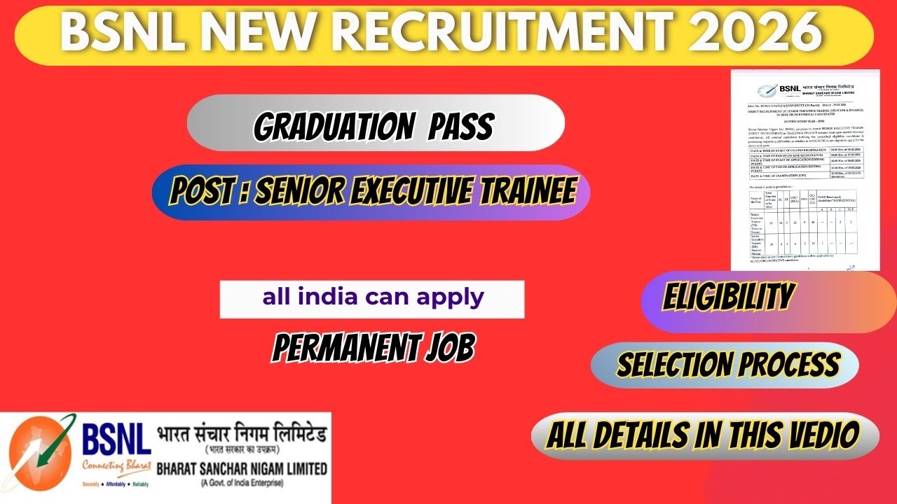 BSNL Officer Recruitment 2026 👮‍♂️|Salary ₹60,000+💸|Senior Executive Posts|Online Form Kaise Bhare ✨