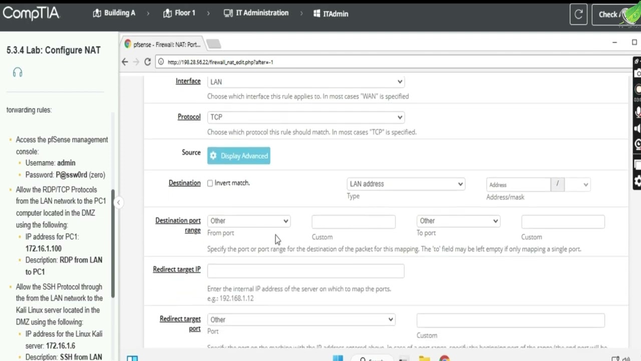 Network + 5.3.4 Lab: Configure NAT