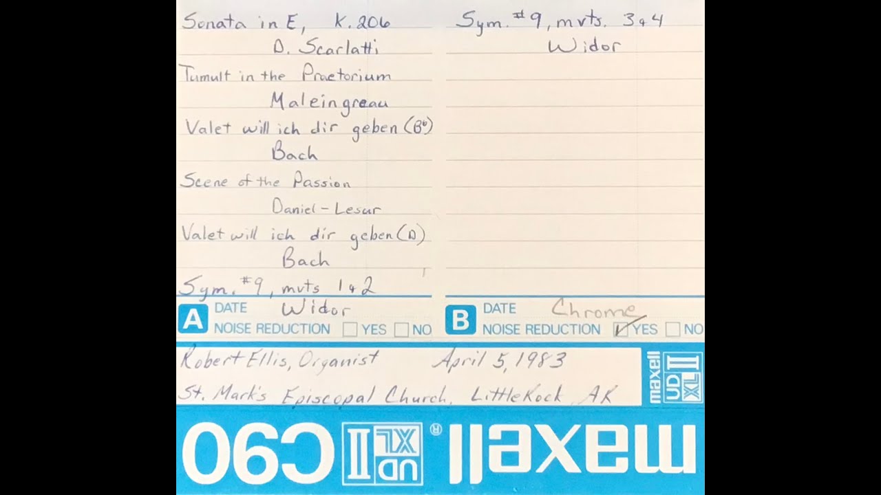 Robert Young Ellis (1925 - 2003) plays Charles-Marie Widor’s Symphonie #9, movement 4.