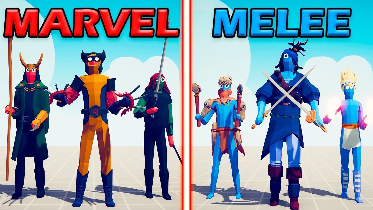 MARVEL TEAM vs MELEE UNITS TEAM - Totally Accurate Battle Simulator | TABS