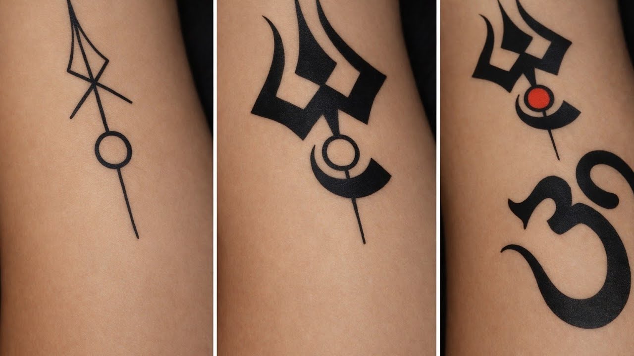 Om mahakal shiv easy tattoo with trishool || PPTATTOO || easy trishool tattoo with omm ओम 