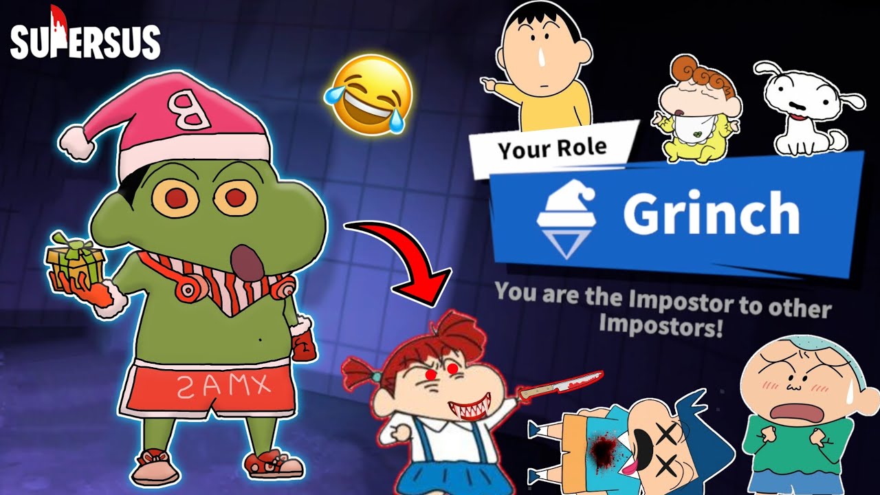 Shinchan became grinch in super sus and trolling imposters 😂🔥 | shinchan playing among us 3d 😂