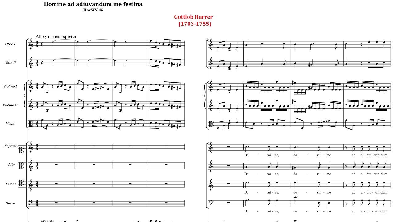 Gottlob Harrer (1703-1755): Domine ad adiuvandum me festina, HarWV45 {Score video}