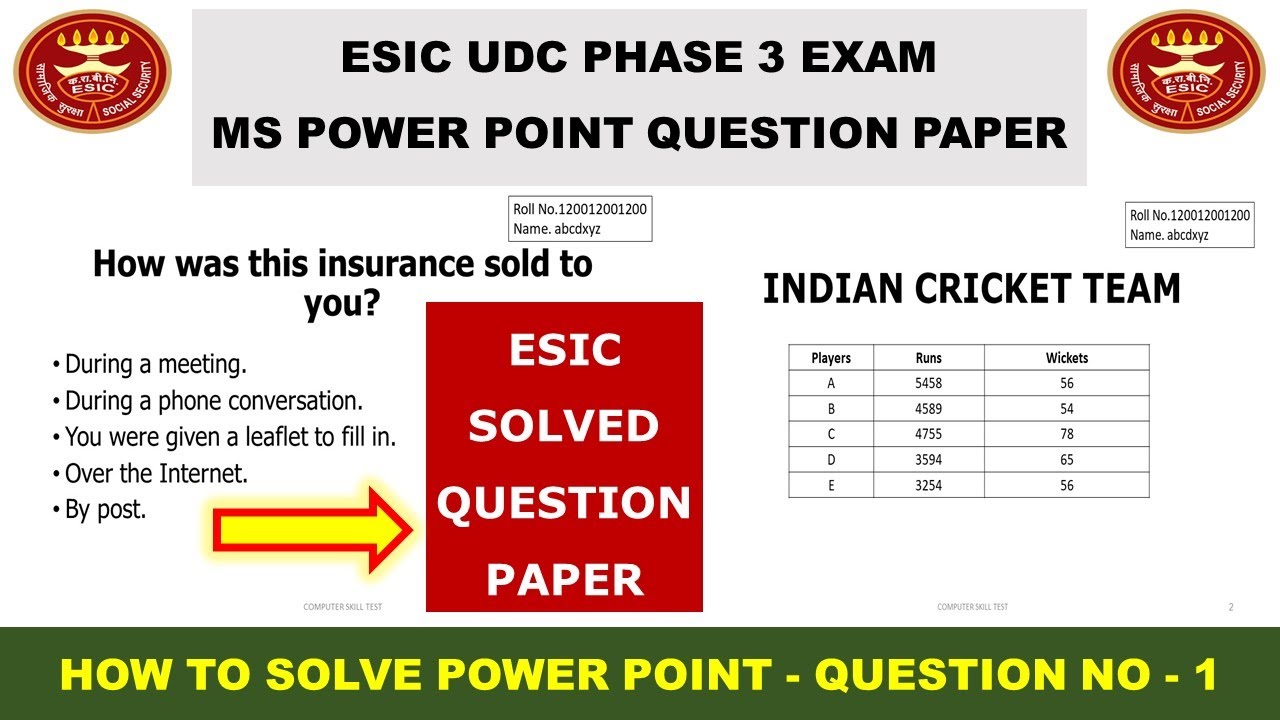 CSIR CPT PREVIOUS YEAR QUESTION PAPER PDF SKILL TEST SOLVED QUESTION PAPER MS POWER POINT ISRO