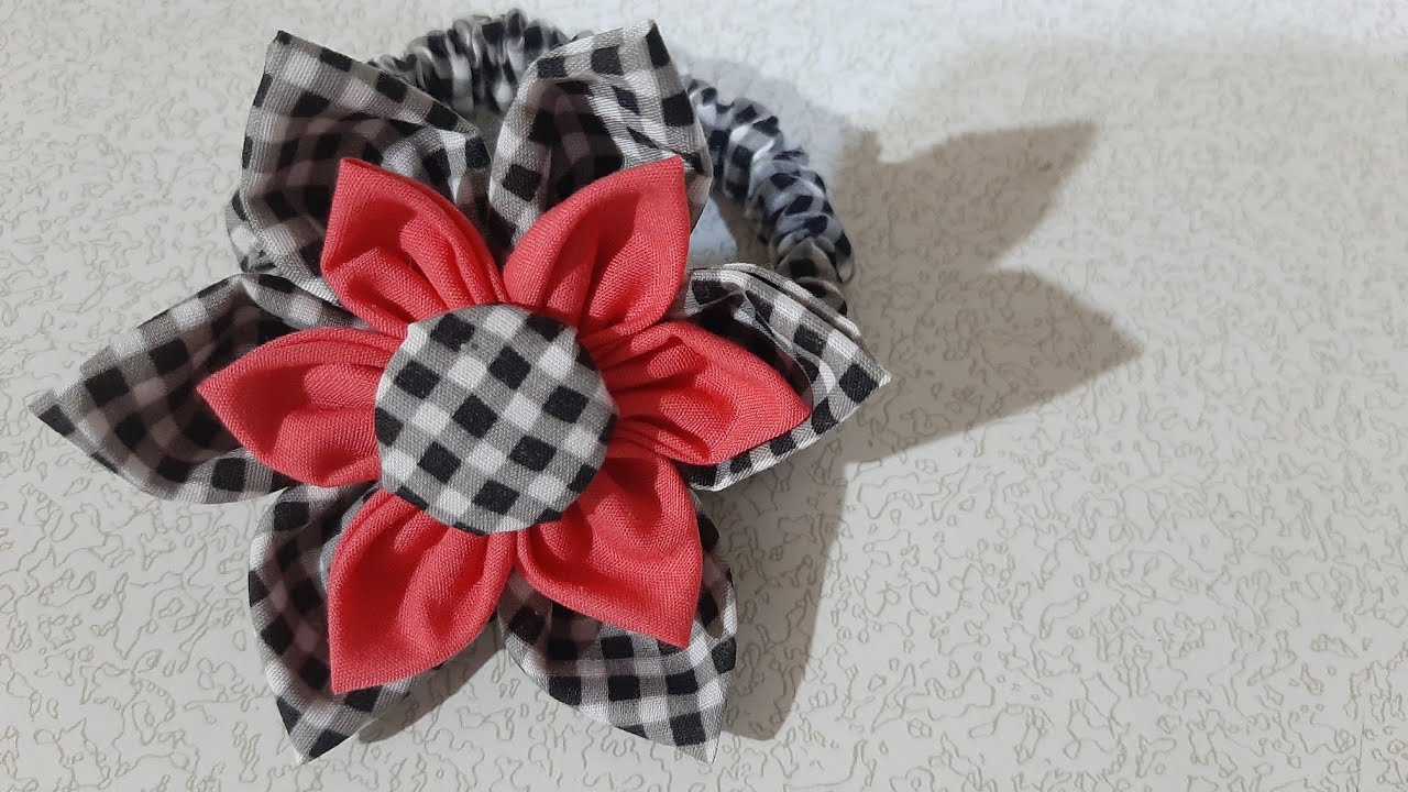 DIY coletero con flor/ scrunchies with flower🌺🌼