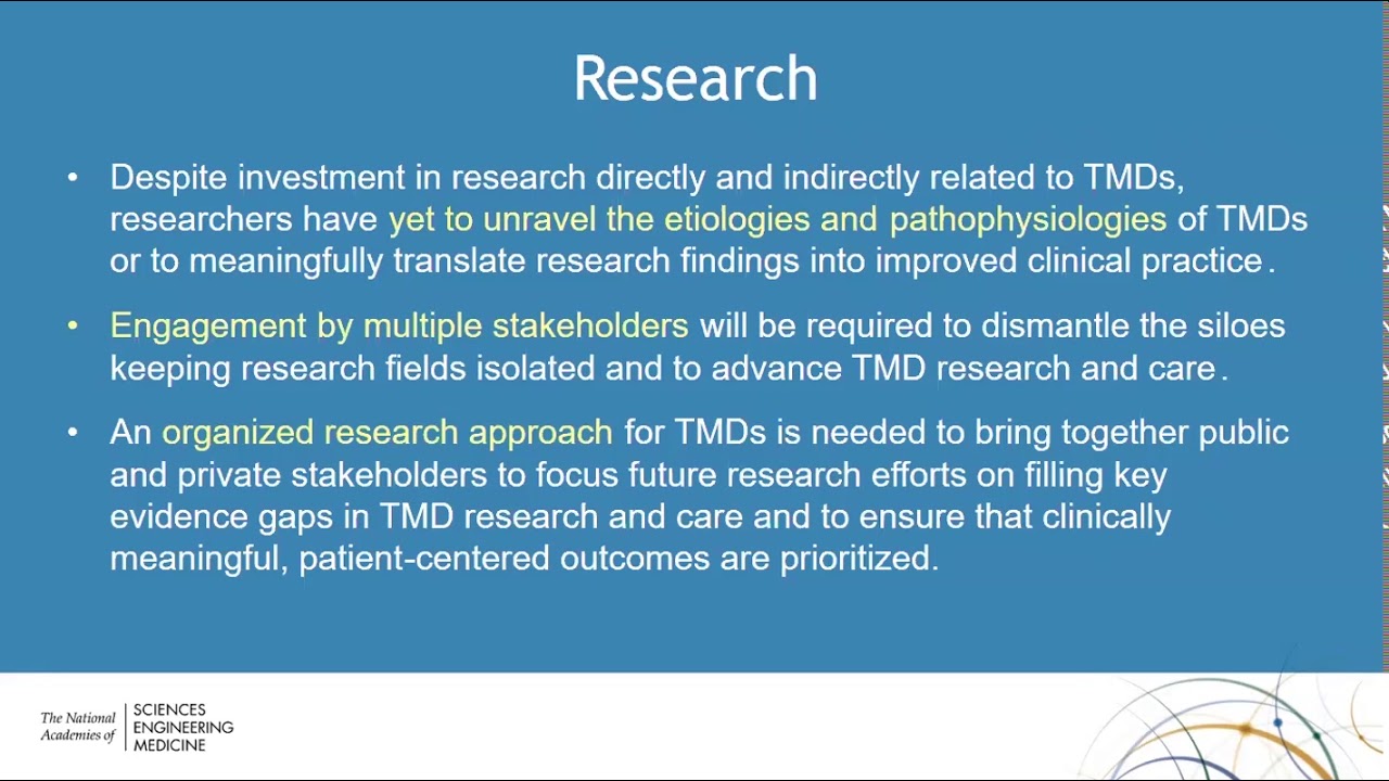 Report Release Webinar: National Academies Report on Temporomandibular Disorders