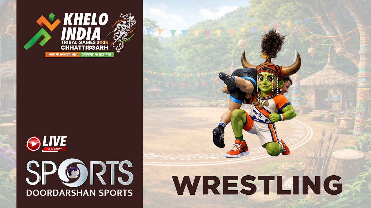 LIVE - Wrestling - Khelo India Tribal Games 2026, Chhattisgarh | Day 5 | | Doordarshan Sports