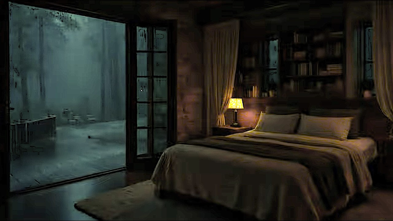 Best Rain Sounds for Sleeping 🌧️ Cozy Bedroom with Rain View | 3 Hour Relaxation ASMR | Dark video