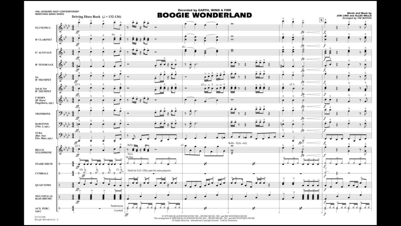 Boogie Wonderland arranged by Tim Waters