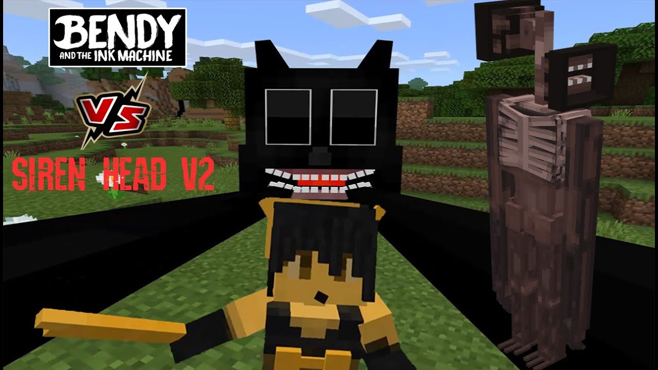 Bendy VS Siren Head Addon V2 & Cartoon Cat Boss Battle (Minecraft PE)