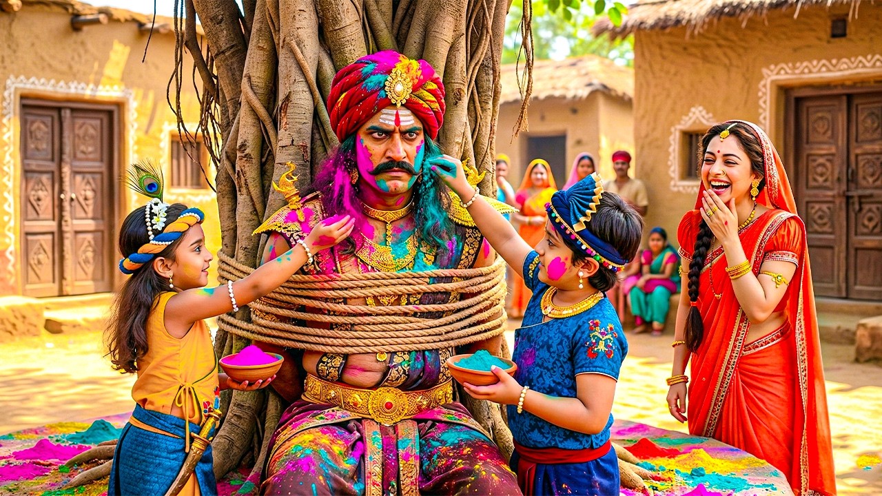 बाल कान्हा और बलदाऊ ने कंस को पकड़ के रंग लगाया | यशोमती मईया के नंदलाला | Shree Krishan