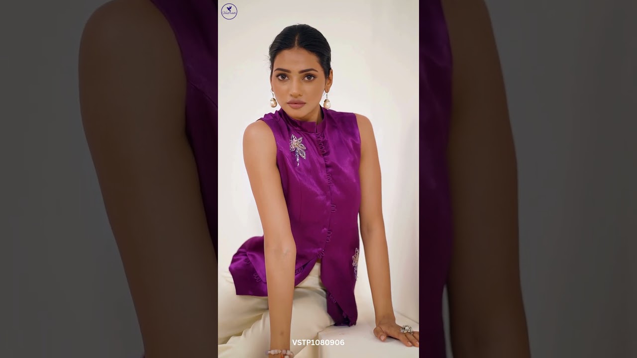 Purple Hand Work Pure Gaji Silk Top &ndash; Affordable & Elegant | Vastradi.com