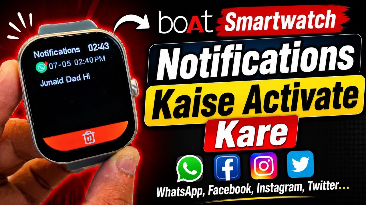 BoAt Smartwatch Me Notifications Kaise On / Chalu Kare? | BoAt Smartwatch Notification Settings