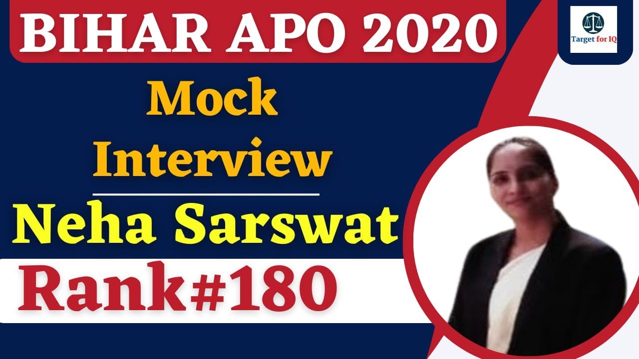 Neha Saraswat | Rank#180 | Bihar APO 2020 Mock Interview | @TargetForIQ#bpsc #biharapo