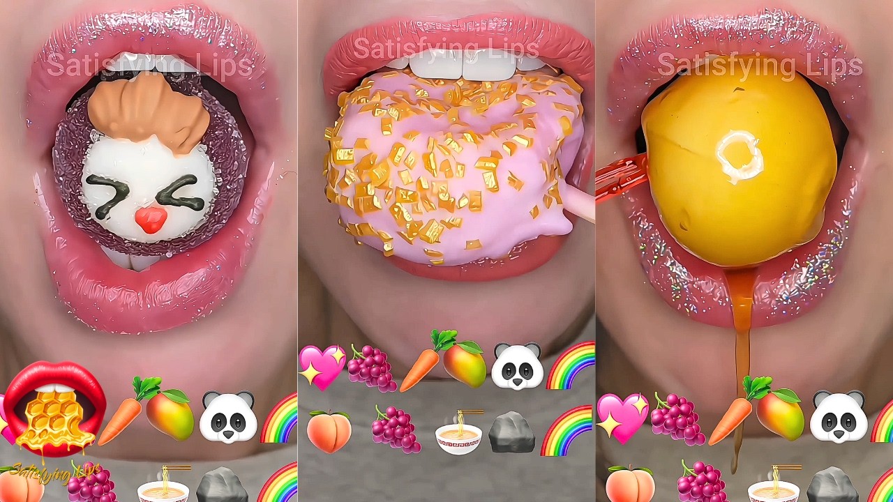 Satisfying ASMR Eating Emoji Food Challenge Compilation Mukbang 먹방
