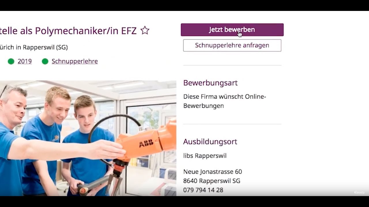 Lehrstelle suchen und Bewerben mit Yousty