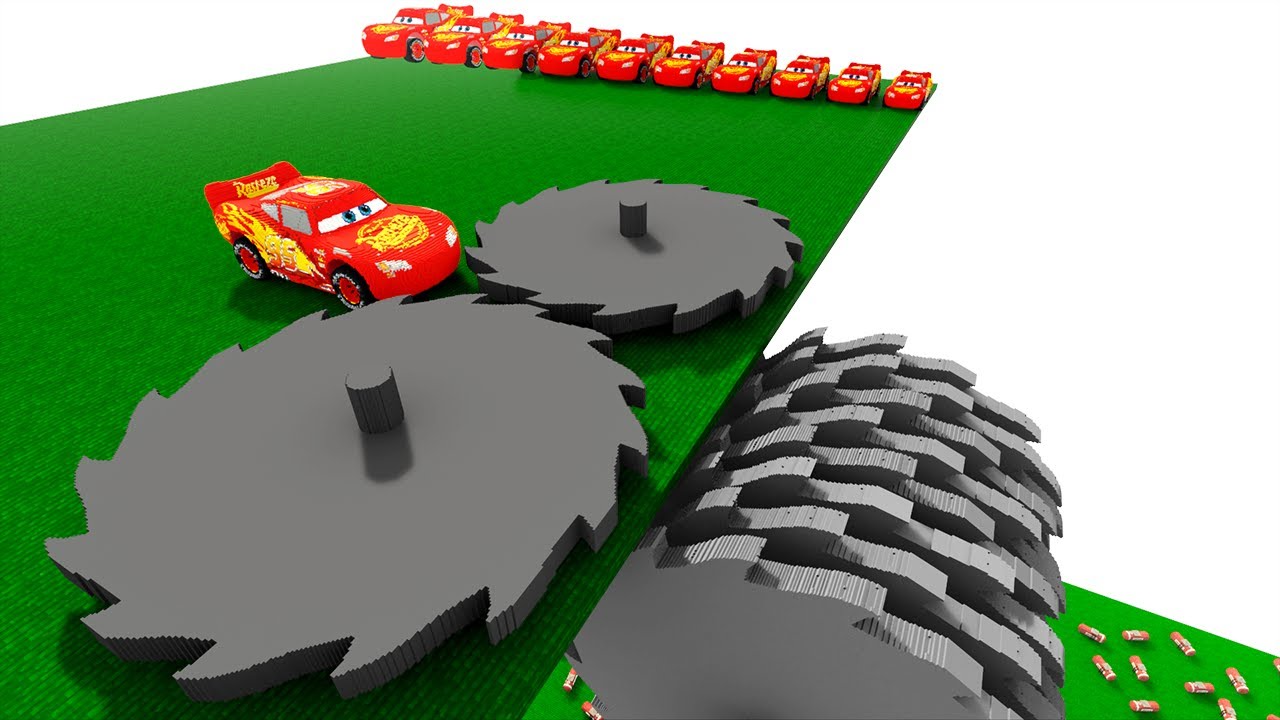 Big & Small Lightning Mcqueen Cars Caught in Giant Cogwheels | Teardown