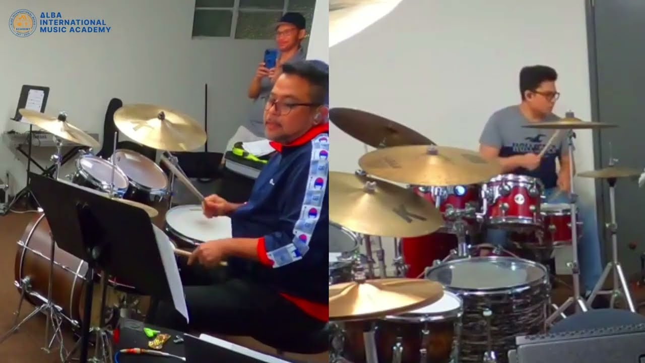Michael Alba with guest Vinnie Aguas during L.A. Drum Masterclass