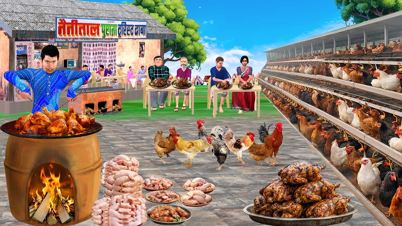 Dhaba Mei 100 Tandoori Chicken Cooking on Clay Stove Street Food Hindi Kahaniya Moral Stories