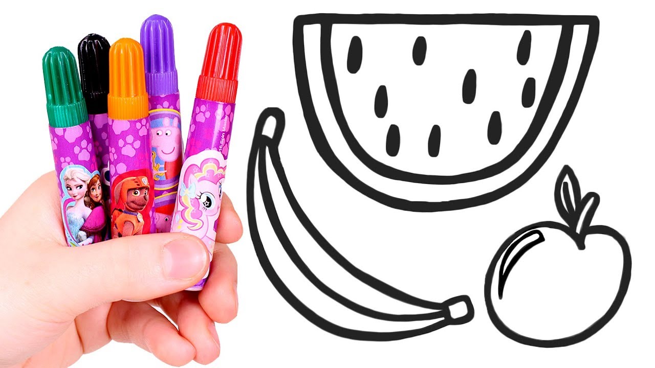 Aprender las Frutas 🍉🎨 Dibuja y Colorea Frutas para niños