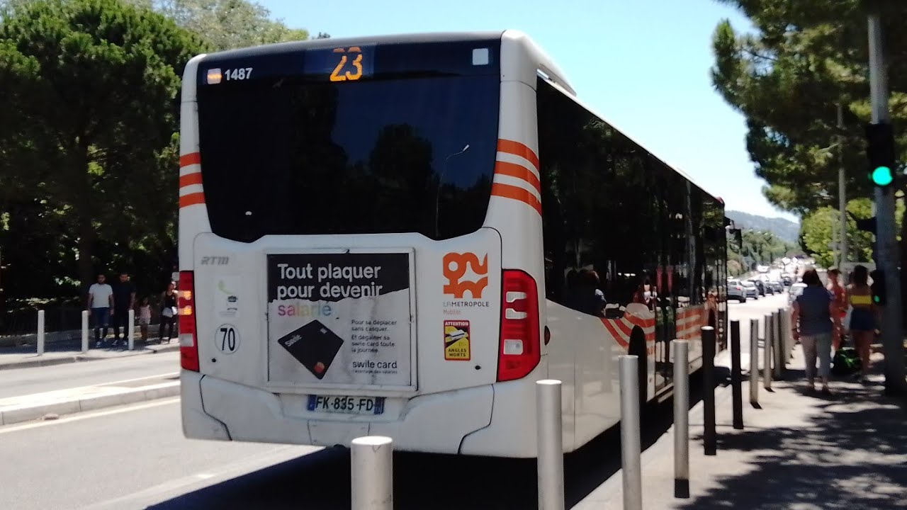 Trajet en Citaro C2 n°1487 RTM entre Métro RD PT Prado - MAC sur la 23 RTM