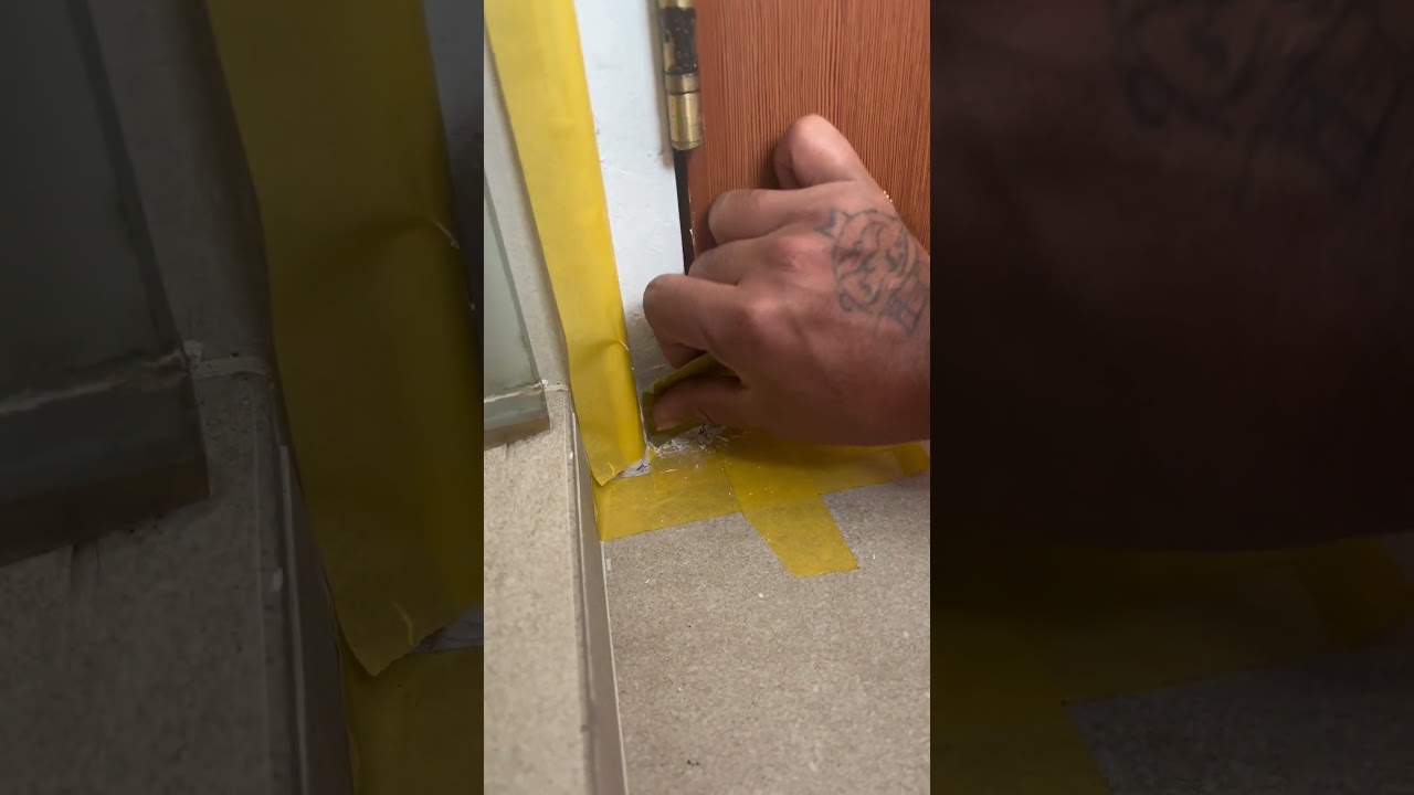 Repair of rusted door frame with epoxy and anti rust paint.