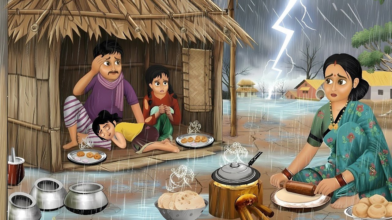 बारिश में गरीब का घर । cartoon story | Hindi Moral Story | Kahani #moralstory #hindistory