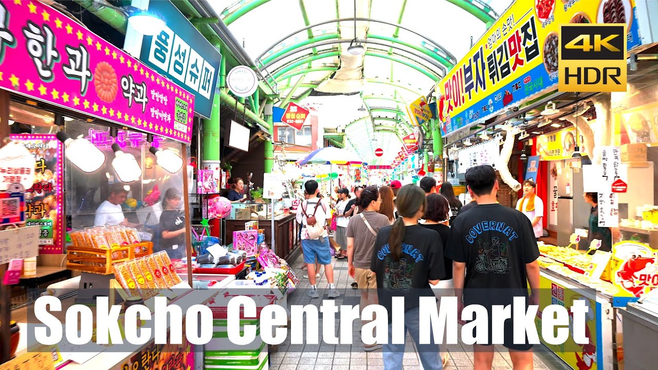 Walking on Sokcho Central Market in Gangwon-do / Korea Walking Tour 4K HDR