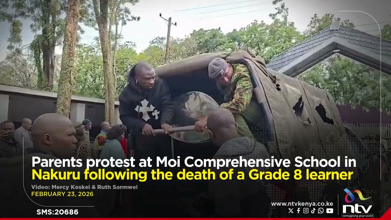 Parents protest at Moi Comprehensive School in Nakuru following the death of a Grade 8 learner