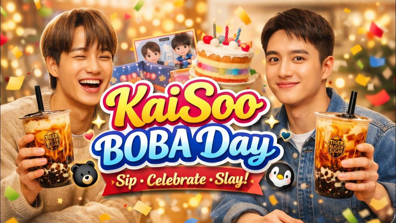 🧋 KaiSoo BOBA Day: Sip, Celebrate, Slay! 🖤🐻🐧#japan #korean #kpop #exo #exol #japanese #unitedstates 