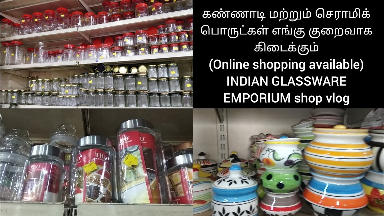 Indian glassware emporium shop vlog at Parrys Chennai //glassware and ceramic collections in Tamil