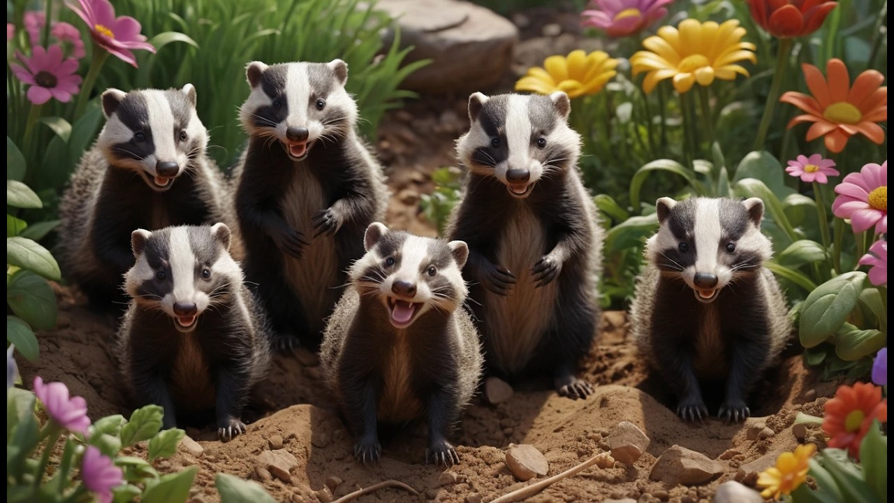 Five Little Badgers Dig Dig Dig 🦡 Fun Counting Song & Nature Rhymes for Kids
