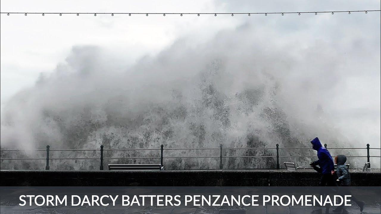 Storm Darcy Batters Penzance Promenade, Cornwall, UK