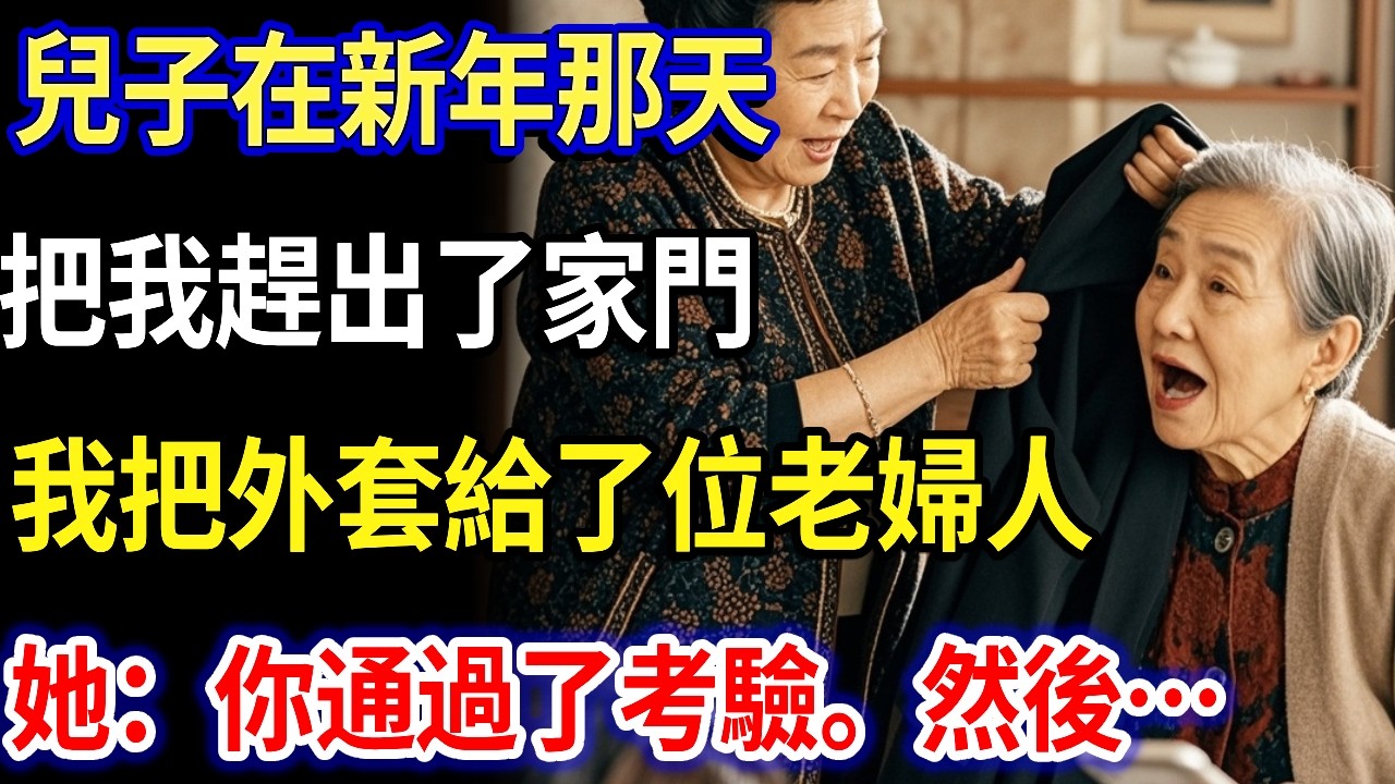 兒子在新年那天把我趕出了家門。我把外套給了位老婦人。她說：「你通過了考驗。」然後…#家庭故事 #感人故事 #家庭倫理 #感人故事 #真實生活