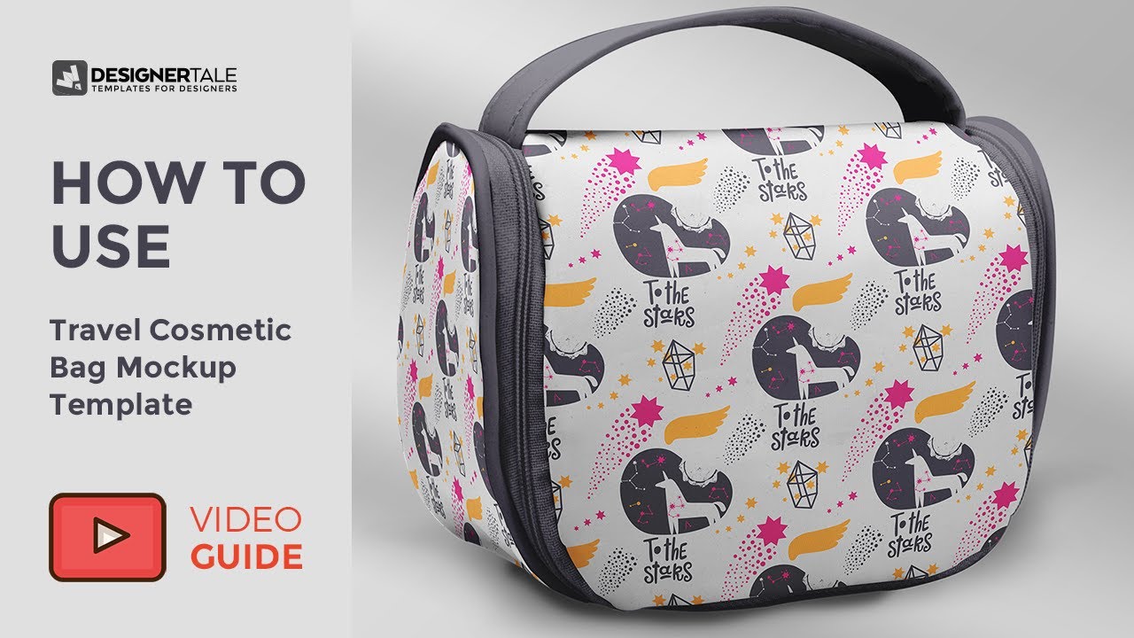 Travel cosmetic bag mockup video guide by Designertale