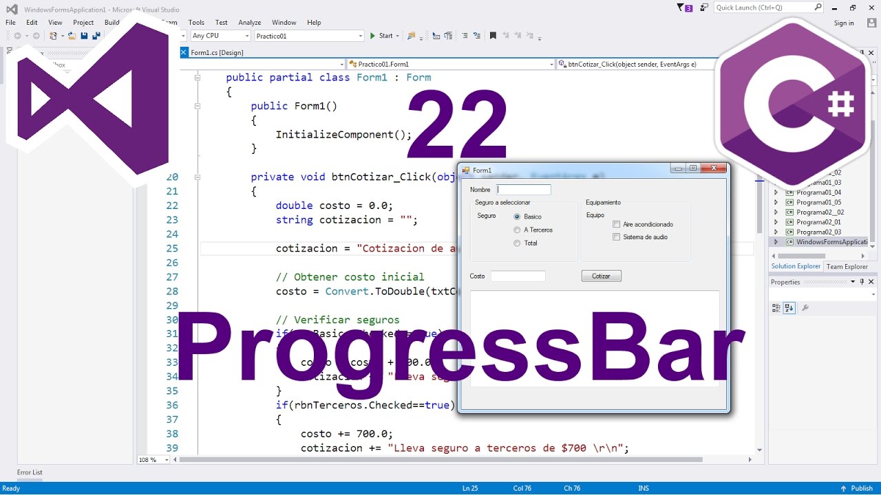 Programación Windows Forms C# 22 --- ProgressBar