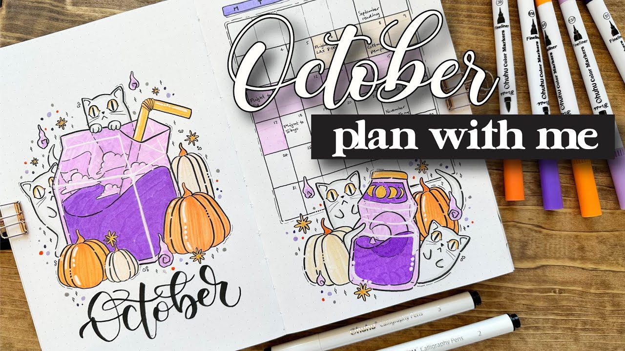 October 2022 Plan With Me | Ghost cats and pumpkins | ft. Ohuhu