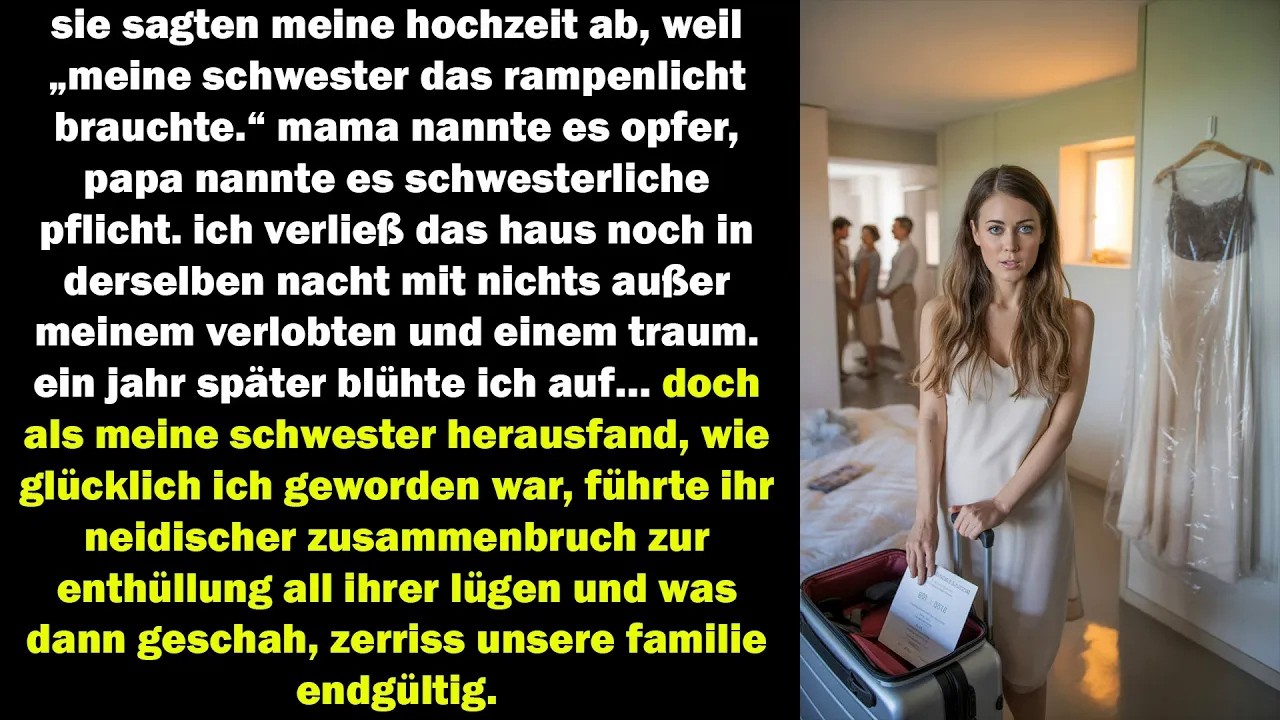 sie sagten meine hochzeit ab für meine schwester – ein jahr später zerbrach ihre fassade vor allen.