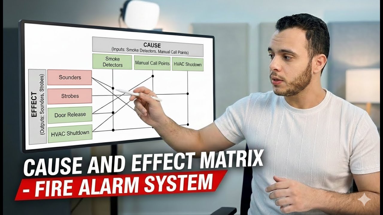 مصفوفة السبب والنتيجة في أنظمة الحريق 🔥 | شرح مبسط واحترافي (Cause & Effect Matrix)