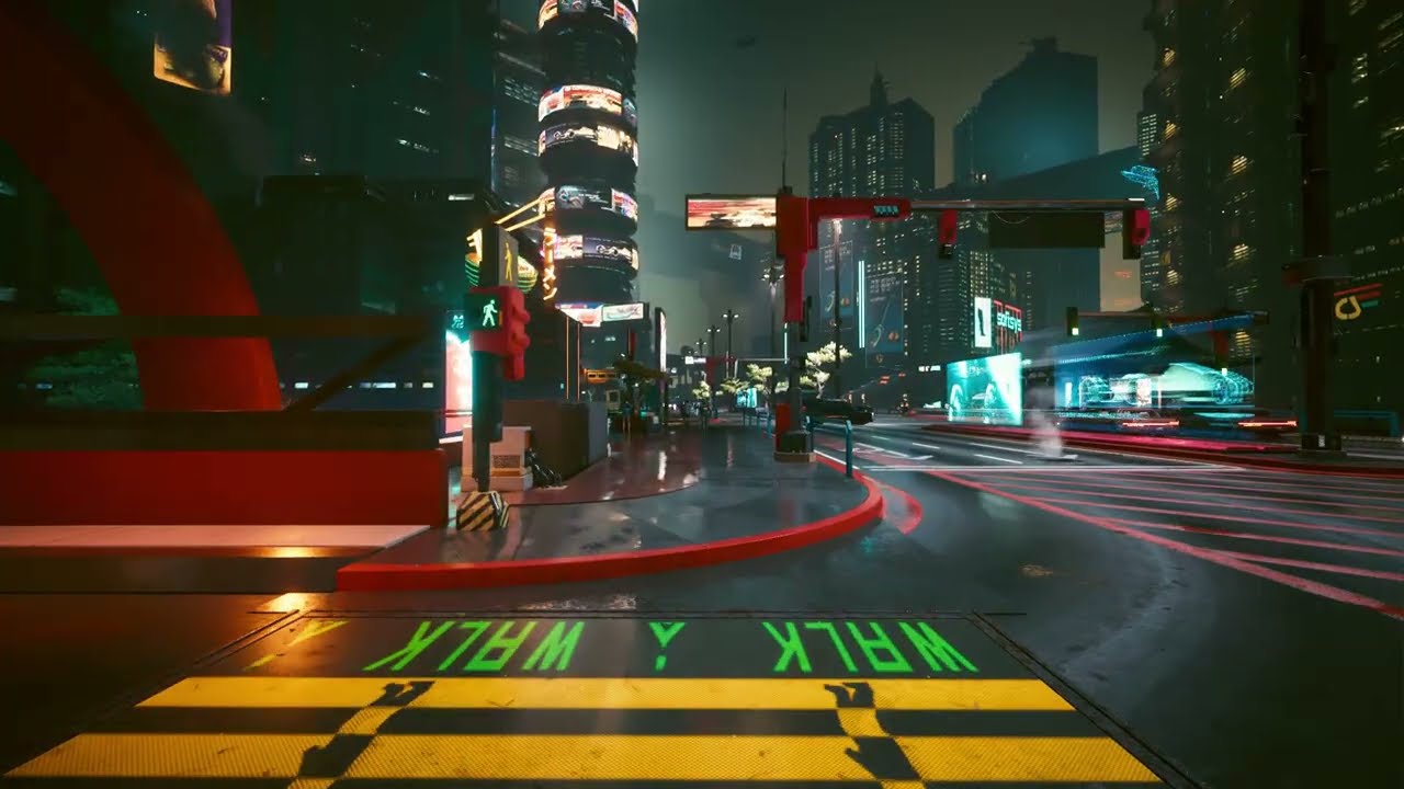 Explore Rainy Japantown Ambience / Cyberpunk 2077 Ambient Walk
