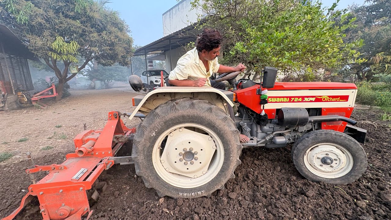 Organic Manure Treatment ￼￼on Field | Swaraj 724 xm Orachard Work with Rotavator rutuRAJ's life