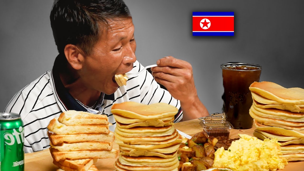 North Korean Navy Diver tries AMERICAN BREAKFAST for the First Time