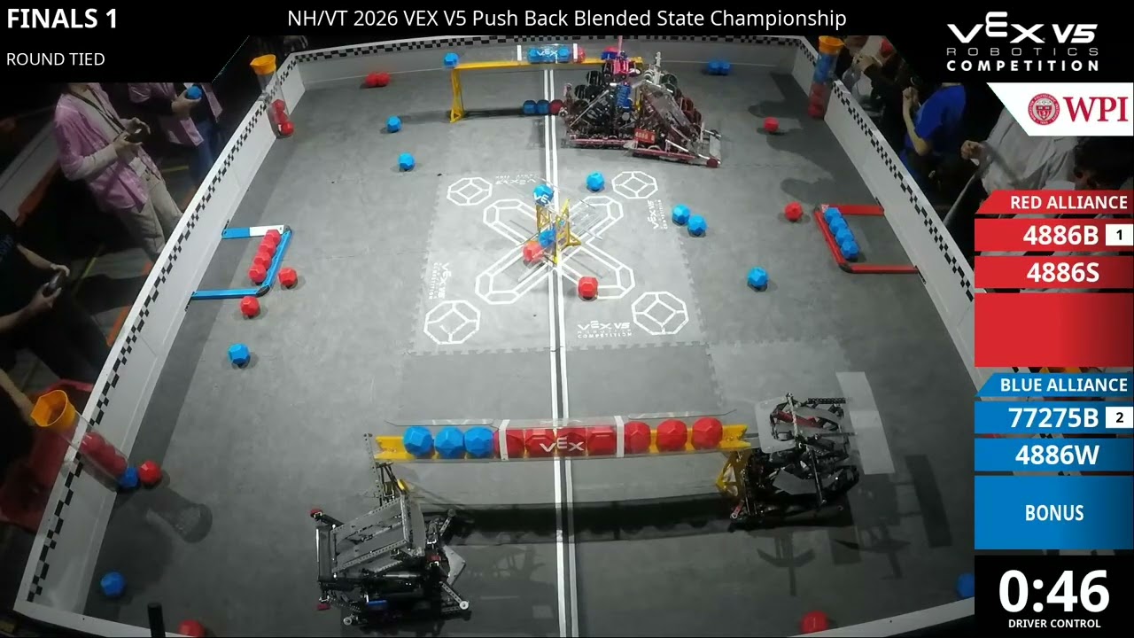NH/VT 2026 Push Back Regionals : Division 1 - Final #1-3 - 4886B & 4886S vs 77275B & 4886W - Auton +