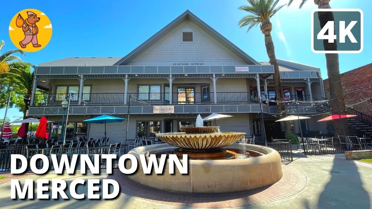4K Downtown Merced Walking Tour | 🔊 Binaural Sound