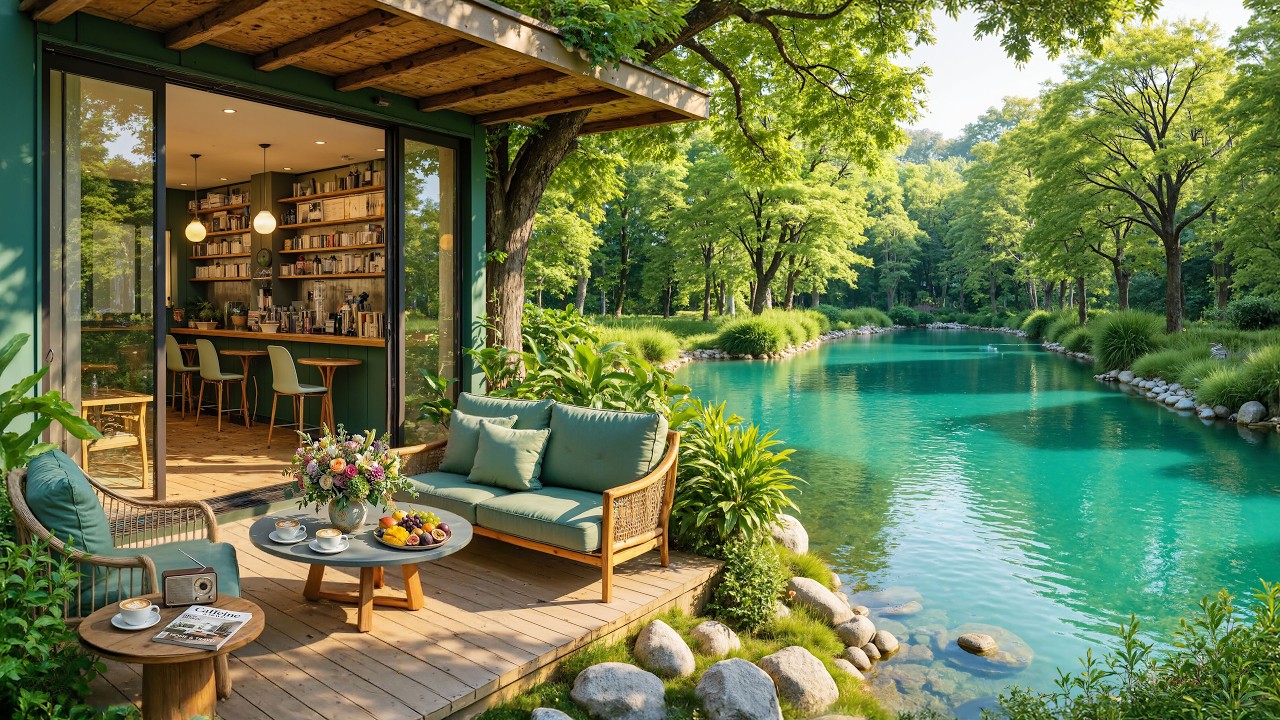 Calming Lakeside Jazz Cabin | Soothing Jazz Music with Peaceful Atmosphere To Relax & Focus