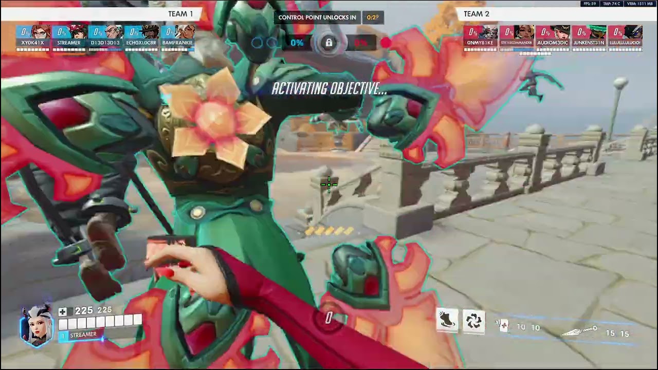 overwatch - kiriko zero death heallypotter gameplay video with vampire skin and 13k heals on busan.