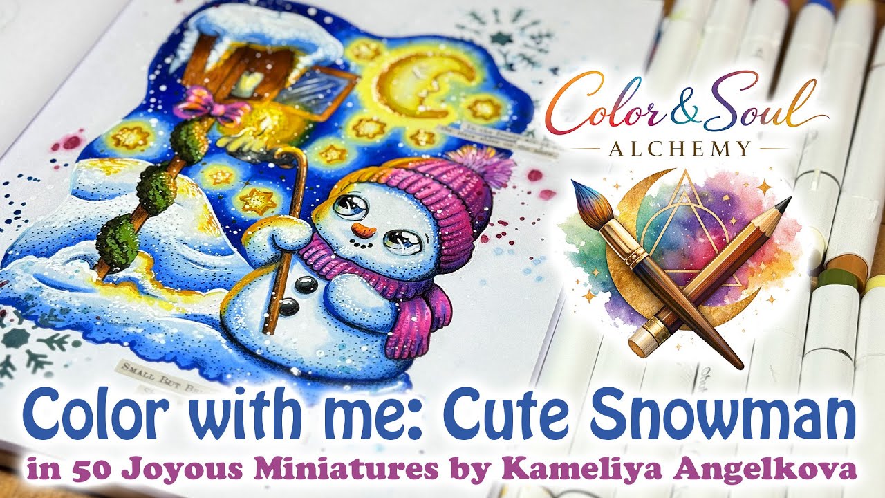 🎨 Color with me: cute Snowman with Alcohol Marker, Pencils & Acrylic Marker 🎨 