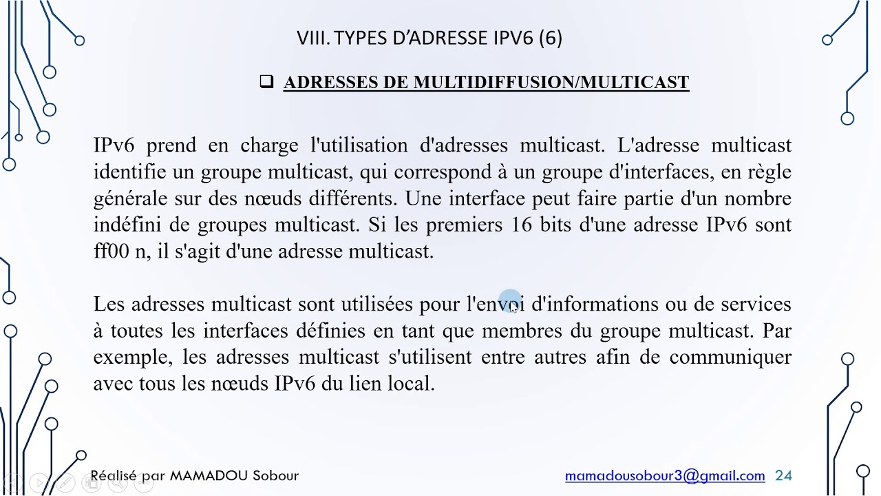 Les différentes types d’adresses IPV6