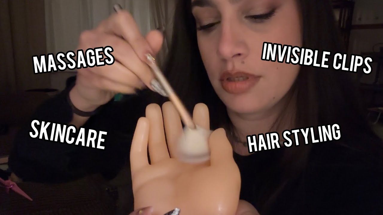 Fast Aggressive ASMR Pampering Session (Massage, Hair Curling, Clips, Skincare)